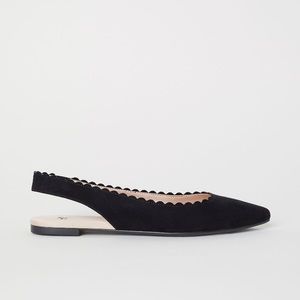 H&M Black Scallop detail sling back flat
